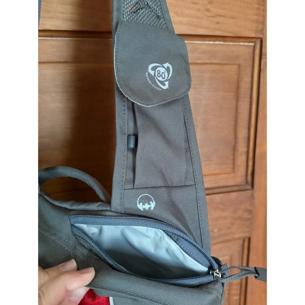 Osprey Veer Sling Bag Red Gray Crossbody Shoulder Backpack Recycled Messenger